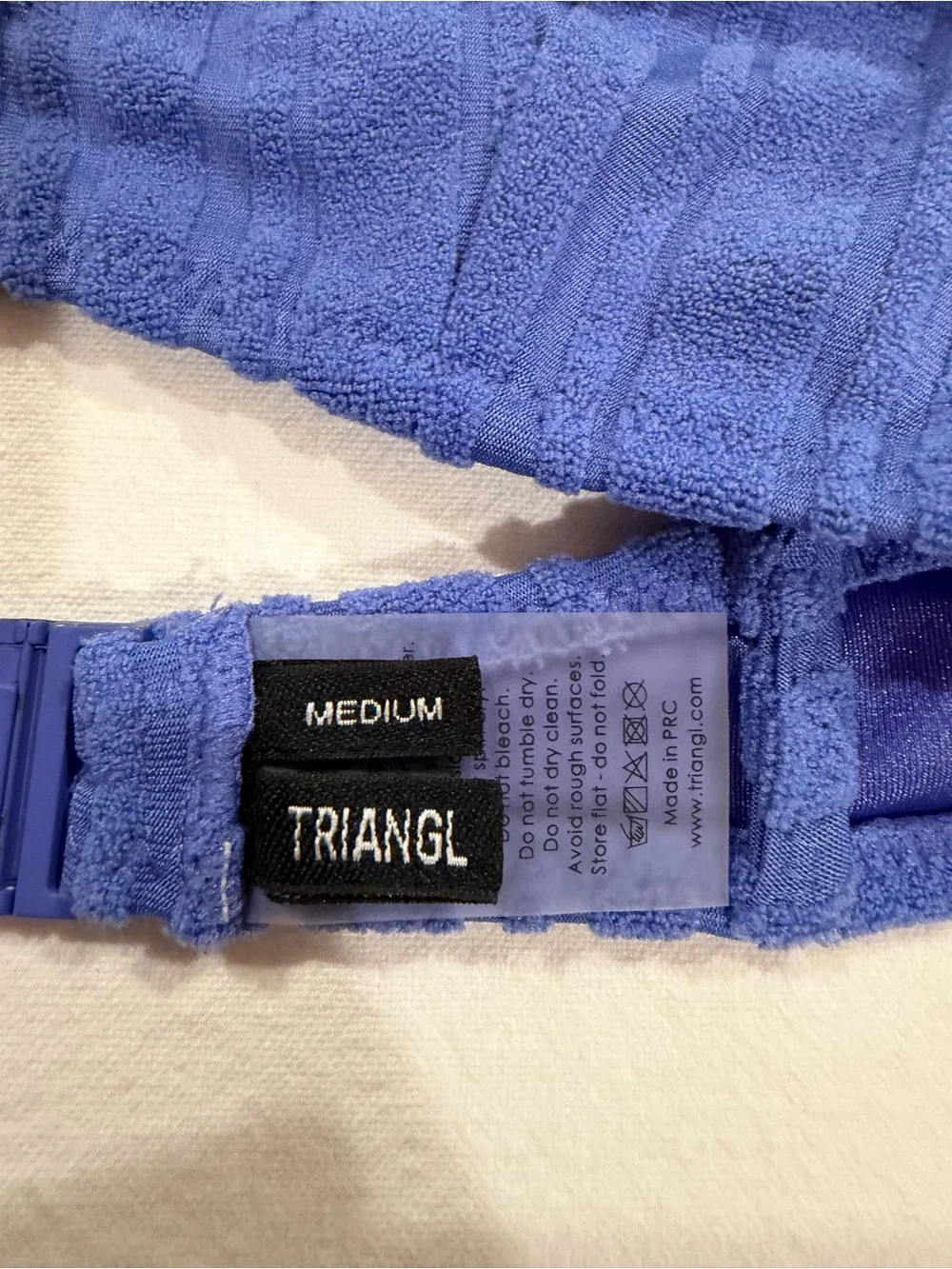 Triangl swimwear Ribbed Cobalt Blue Bandeau Bikini Set. SMALL bottom MEDIUM top.